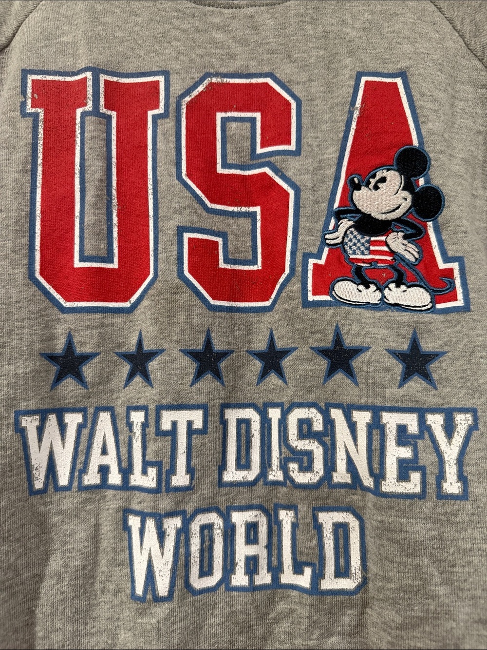 Walt Disney World USA Mickey Graphic Sweatshirt - Grey with Red & Blue retro - Picture 2 of 7